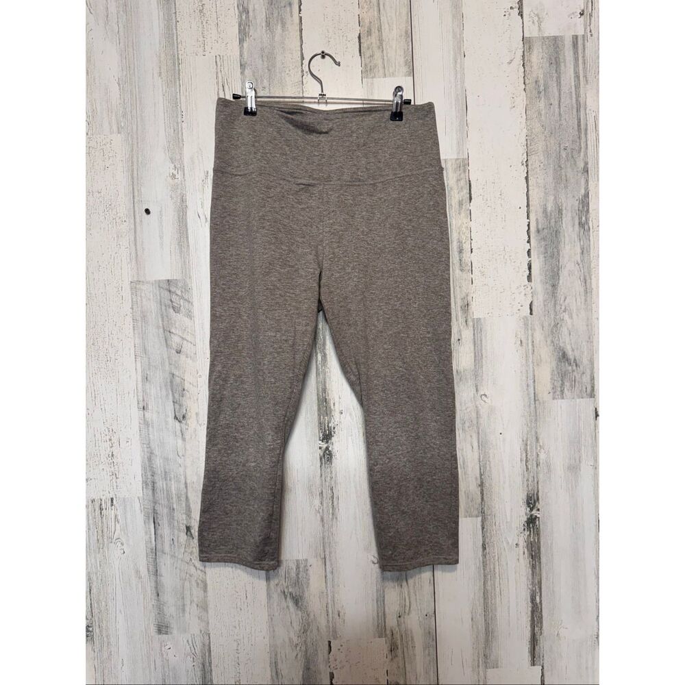 Zobha High-Rise Space Dye Cropped Leggings Heather Taupe Brown Women’s Large